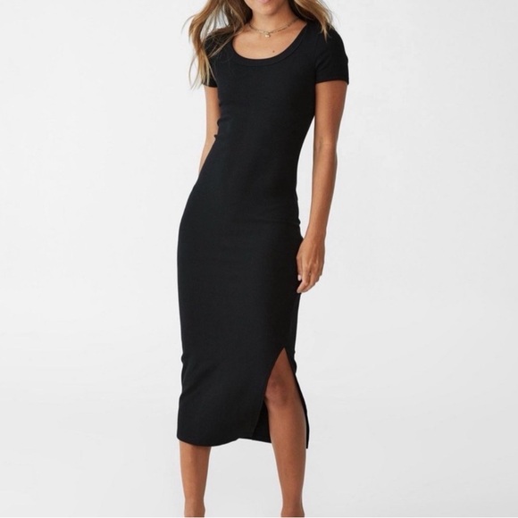 Cotton On Dresses & Skirts - COTTON:ON Black Short-Sleeve Midi Dress with Side Slit Women SMALL